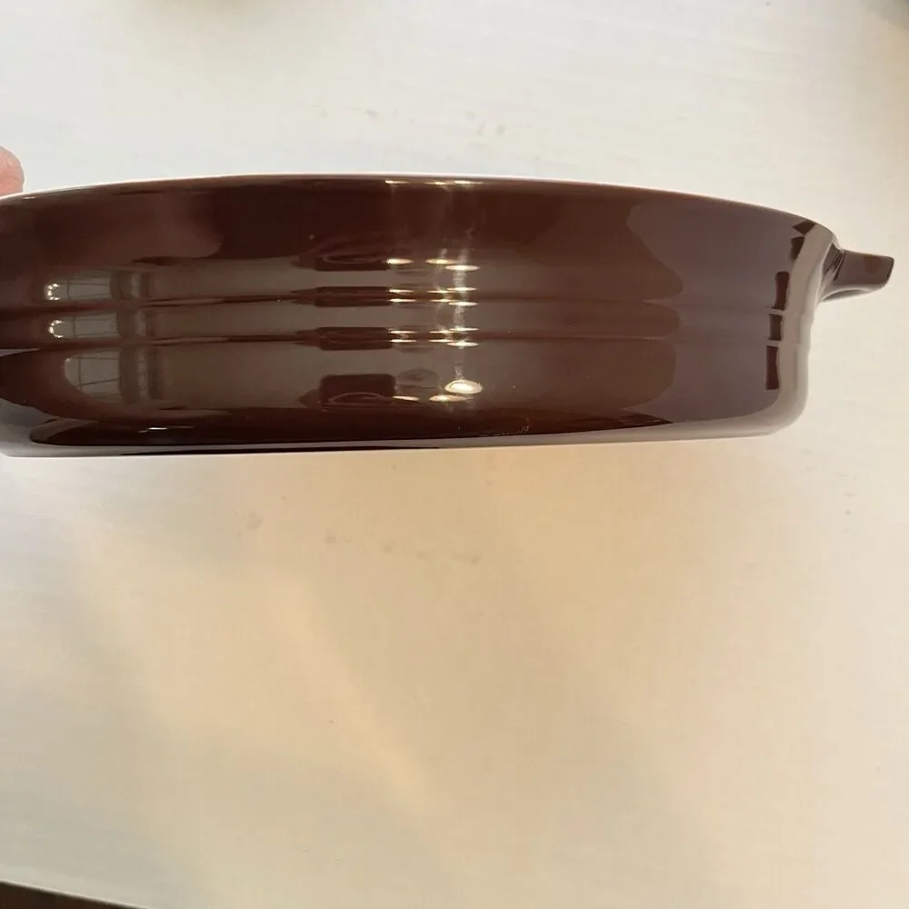 Le Creuset Poterie Oval 11” Espresso Looks Unused Enamel Stoneware Baker 28 cm